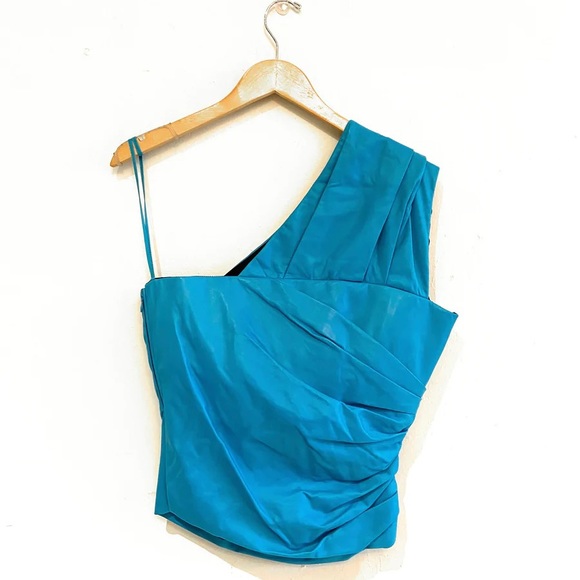 Versace Turquoise Blue Leather Top - Picture 2 of 4